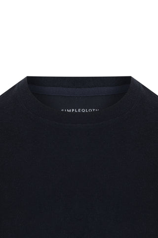 Qsimple Havlu Luxe Touch™ – Muscle Up Fit Koyu Lacivert Towelling Tişört SIMPLEQLOTH