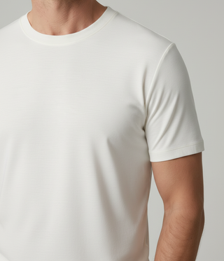 Cappadocia | Brushed Rayon Fluid - Qsimple Muscle Fit Hide Belly Tshirt - Off-White SIMPLEQLOTH