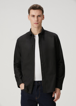 Qsimple Muscle Fit Oxford Siyah Erkek Gömlek My Store