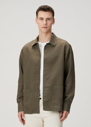 Qsimple Premium Keten-Lyocell Karışımı Haki Ceket SIMPLEQLOTH