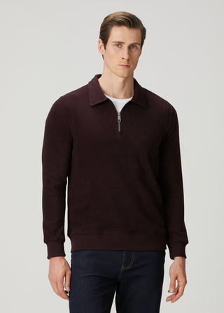 St. Moritz | Yarım Fermuarlı Polo Sweatshirt – Bordo-Lacivert Melanj My Store