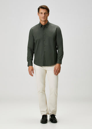 The Strategist | Travel B-Stretch Muscle Fit Gömlek-Dark Green SIMPLEQLOTH