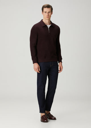 St. Moritz | Yarım Fermuarlı Polo Sweatshirt – Bordo-Lacivert Melanj My Store