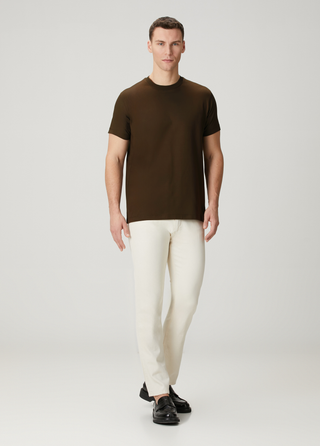 Paris | Lüks Merserize Pamuk Tişört Qsimple Muscle Up Fit-Kahverengi SIMPLEQLOTH
