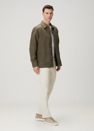 Qsimple Premium Keten-Lyocell Karışımı Haki Ceket SIMPLEQLOTH