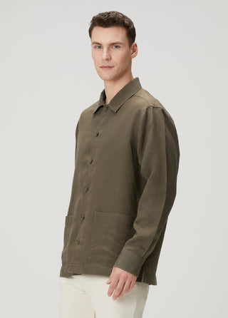 Qsimple Premium Keten-Lyocell Karışımı Haki Ceket SIMPLEQLOTH