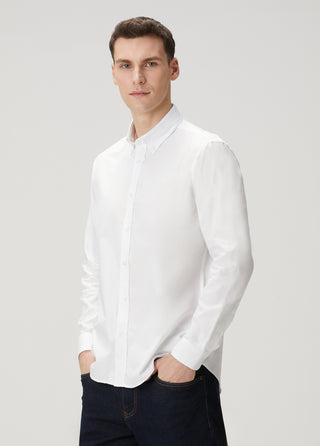 Qsimple Muscle Fit Oxford Beyaz Erkek Gömlek My Store