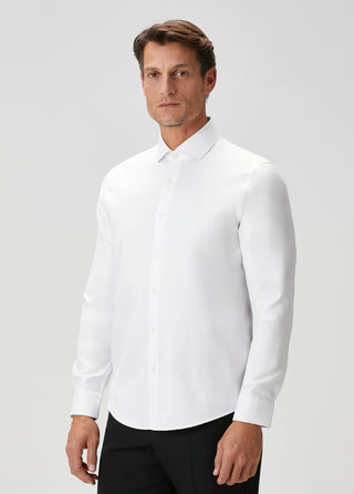 The Leader | Qsimple Muscle Fit İtalyan Yaka - Easy Iron Gömlek – Beyaz SIMPLEQLOTH