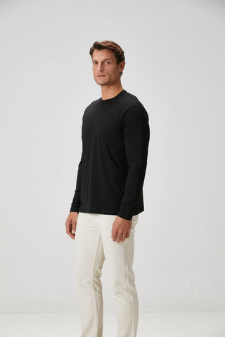 Siena | Uzun Kollu – Qsimple Muscle Fit Bisiklet Yaka Tişört - Siyah My Store