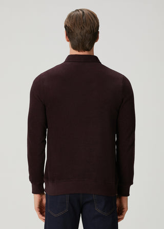 St. Moritz | Yarım Fermuarlı Polo Sweatshirt – Bordo-Lacivert Melanj My Store
