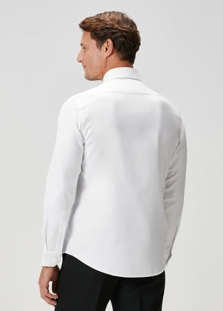 The Leader | Qsimple Muscle Fit İtalyan Yaka - Easy Iron Gömlek – Beyaz SIMPLEQLOTH