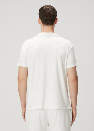 Qsimple Towelling Luxe Modal Beyaz Muscle Up Fit Polo T-Shirts SIMPLEQLOTH