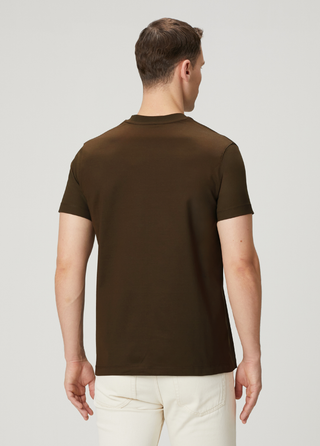 Paris | Lüks Merserize Pamuk Tişört Qsimple Muscle Up Fit-Kahverengi SIMPLEQLOTH