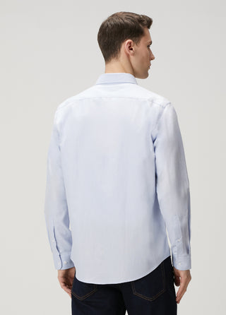 Qsimple Muscle Fit Oxford Mavi Erkek Gömlek My Store