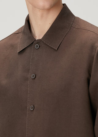 Qsimple Premium Keten-Lyocell Karışımı Kahverengi Ceket SIMPLEQLOTH