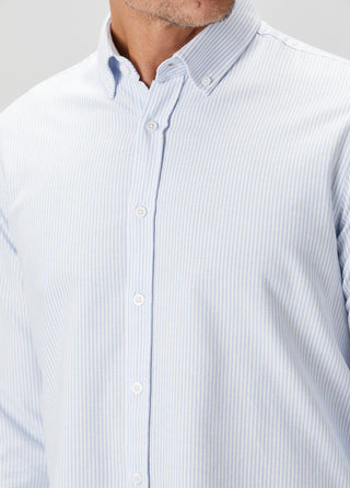 The Investor | Qsimple Muscle Fit Oxford Gömlek-Blue Stripe SIMPLEQLOTH