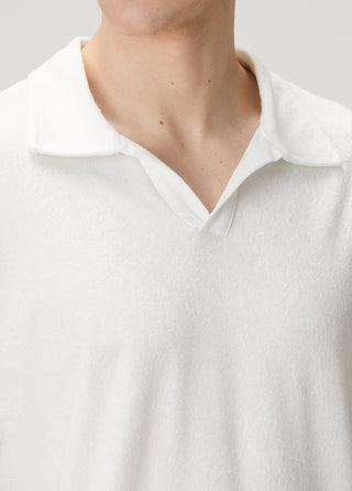 Qsimple Towelling Luxe Modal Beyaz Muscle Up Fit Polo T-Shirts SIMPLEQLOTH