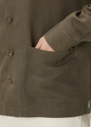 Qsimple Premium Keten-Lyocell Karışımı Haki Ceket SIMPLEQLOTH