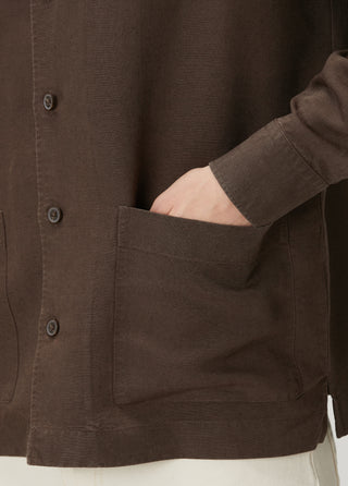 Qsimple Premium Keten-Lyocell Karışımı Kahverengi Ceket SIMPLEQLOTH