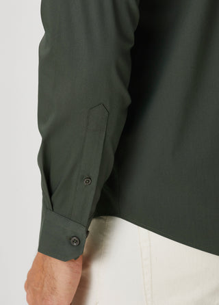 The Strategist | Travel B-Stretch Muscle Fit Gömlek-Dark Green SIMPLEQLOTH