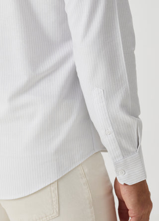 The Investor | Qsimple Muscle Fit Oxford Gömlek-Grey Stripe SIMPLEQLOTH