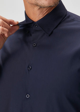 The Strategist | Travel B-Stretch Muscle Fit Gömlek-Koyu Lacivert SIMPLEQLOTH