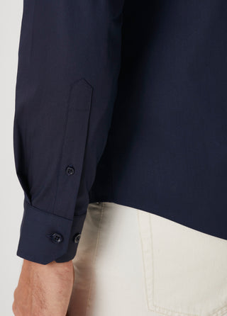 The Strategist | Travel B-Stretch Muscle Fit Gömlek-Koyu Lacivert SIMPLEQLOTH