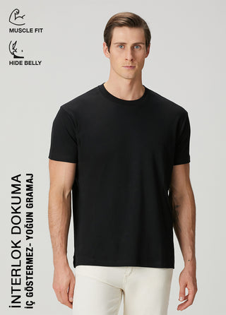 Copenhagen | Premium Interlok Qsimple Muscle Up Fit Tişört – Siyah SIMPLEQLOTH