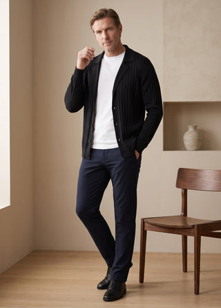 Galatia | Rayon Polo Yaka Triko Hibrit 4 Mevsim Hırka - Siyah SIMPLEQLOTH