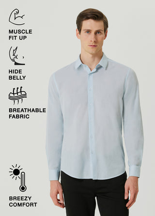 yazlık terletmeyen göbek gizleyen erkek gömlek