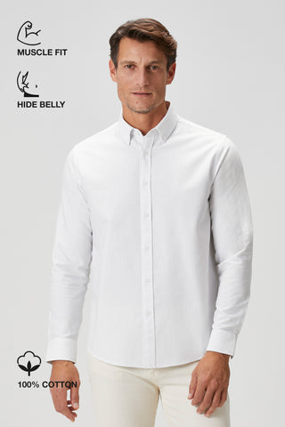 The Investor | Qsimple Muscle Fit Oxford Gömlek-Grey Stripe SIMPLEQLOTH