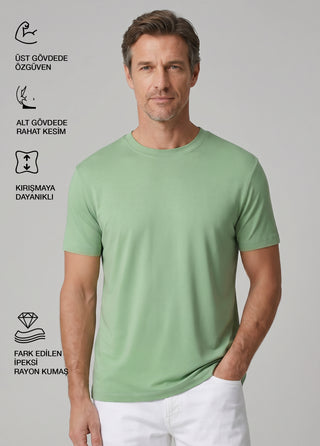 Cappadocia | Brushed Rayon Fluid - Qsimple Muscle Fit Hide Belly Tshirt - Valley Sage SIMPLEQLOTH