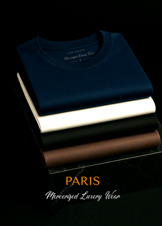 Paris | Lüks Merserize Pamuk Tişört Qsimple Muscle Up Fit-Lacivert SIMPLEQLOTH