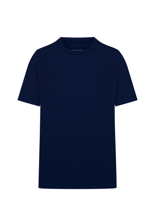 Lyon I İpeksi Merserize Lenzing Tencel - Muscle Up Hide Belly Fit Tshirt - Deep Indigo SIMPLEQLOTH