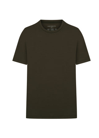 Lyon I İpeksi Merserize Lenzing Tencel - Muscle Up Hide Belly Fit Tshirt - Smoked Khaki SIMPLEQLOTH