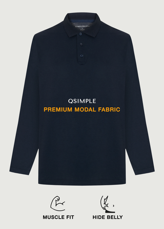 Milano | Polo Uzun Kollu – Qsimple Muscle Up Fit T-shirt - Koyu Lacivert My Store