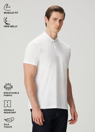 Monaco | Polo Kısa Kollu – Qsimple Muscle Fit Polo Tişört - Beyaz My Store