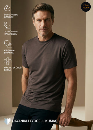 OSAKA 2.0 | Lyocell Edition - Kırışmaz - Qsimple Muscle Up Hide Belly Fit Tshirt - Roasted Espresso SIMPLEQLOTH