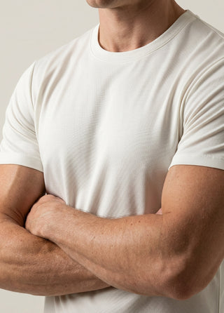 OSAKA 2.0 | Lyocell Edition - Kırışmaz - Qsimple Muscle Up Hide Belly Fit Tshirt - Off-White SIMPLEQLOTH