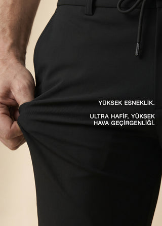 PERGAMON | 4 Yöne Esneyen Nefes Alabilen 7/24 Teknik Jogger Pantolon - Siyah SIMPLEQLOTH