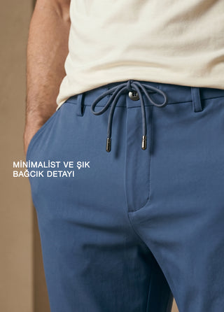PERGAMON | 4 Yöne Esneyen Nefes Alabilen 7/24 Teknik Jogger Pantolon - Çelik Mavi SIMPLEQLOTH