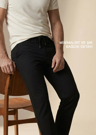 PERGAMON | 4 Yöne Esneyen Nefes Alabilen 7/24 Teknik Jogger Pantolon - Siyah SIMPLEQLOTH