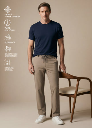 PERGAMON | 4 Yöne Esneyen Nefes Alabilen 7/24 Teknik Jogger Pantolon - Antik Vizon SIMPLEQLOTH