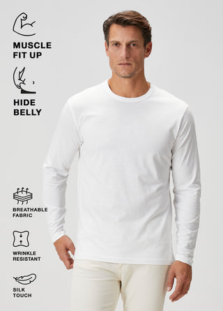 Siena | Uzun Kollu – Qsimple Muscle Fit Bisiklet Yaka Tişört - Beyaz My Store