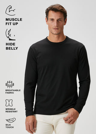 Siena | Uzun Kollu – Qsimple Muscle Fit Bisiklet Yaka Tişört - Siyah My Store