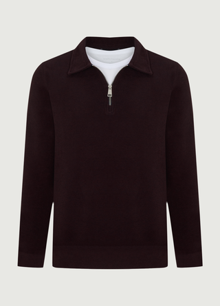 St. Moritz | Yarım Fermuarlı Polo Sweatshirt – Bordo-Lacivert Melanj My Store