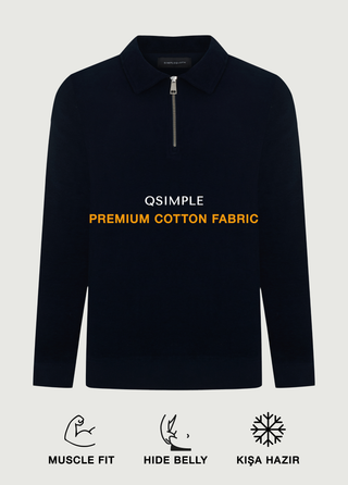 St. Moritz | Polo Yarım Fermuarlı Sweatshirt – Koyu Lacivert My Store