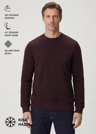 Stockholm | Bisiklet Yaka Sweatshirt-Bordo-Lacivert Melanj My Store