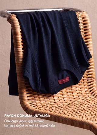 Tokyo | Rayon Silky Knit - Qsimple Muscle Fit Hide Belly Tshirt - Navy My Store