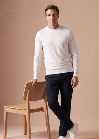 TROIA | Rayon 4 Mevsim - Muscle Up Hide Belly Fit - Uzun Kol Triko Tshirt - Off White SIMPLEQLOTH